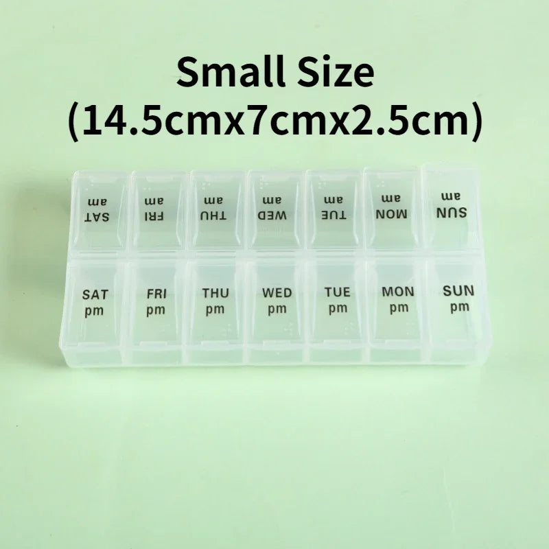7 Day Portable Travel Pill Organizer/14 Compartments/Elderly and Disability Aid/Daily Aid Store