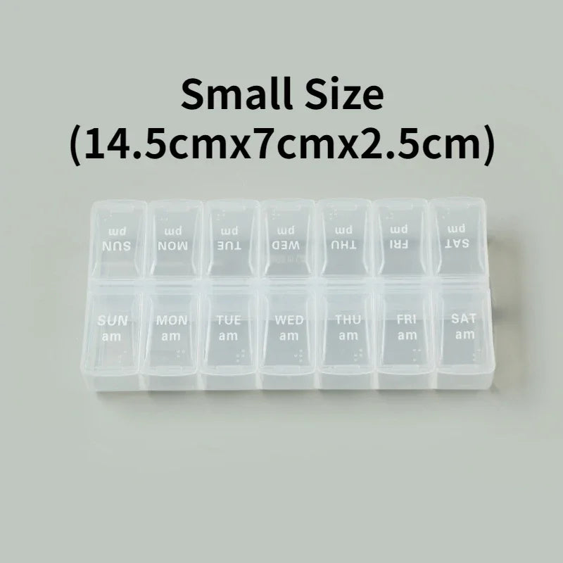 7 Day Portable Travel Pill Organizer/14 Compartments/Elderly and Disability Aid/Daily Aid Store