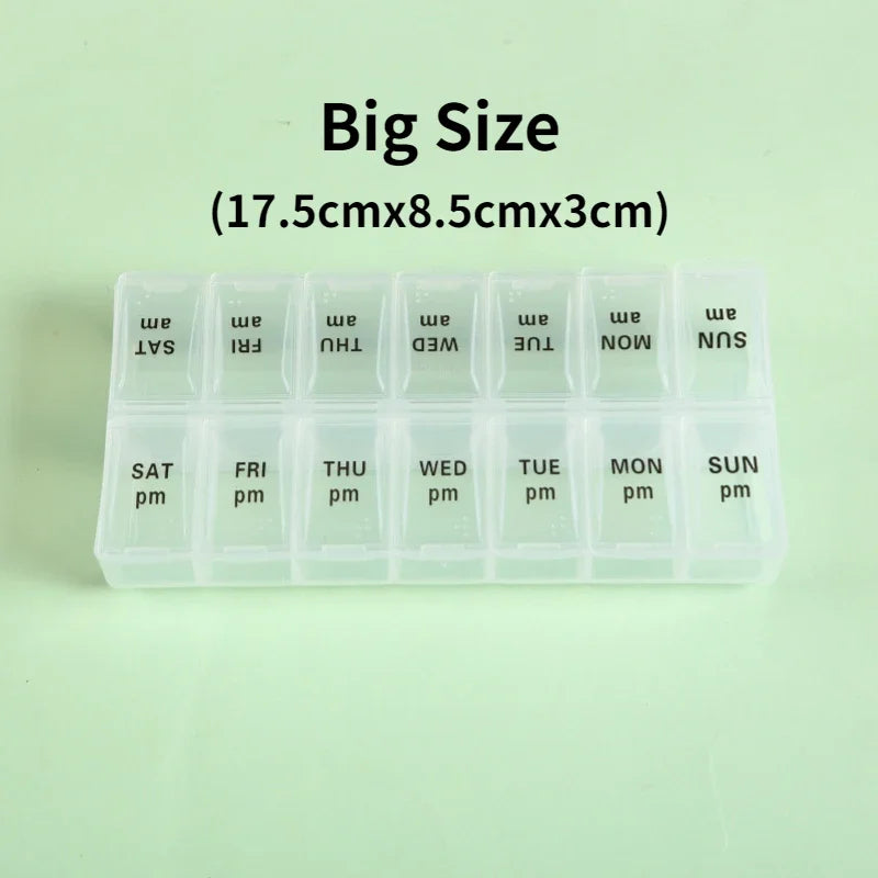7 Day Portable Travel Pill Organizer/14 Compartments/Elderly and Disability Aid/Daily Aid Store