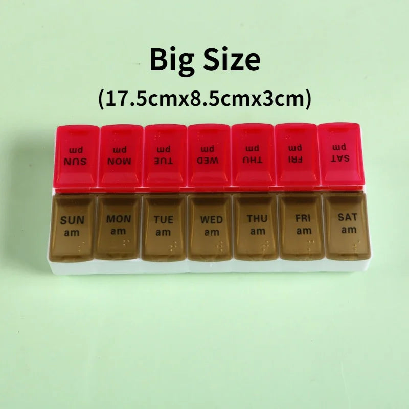 7 Day Portable Travel Pill Organizer/14 Compartments/Elderly and Disability Aid/Daily Aid Store