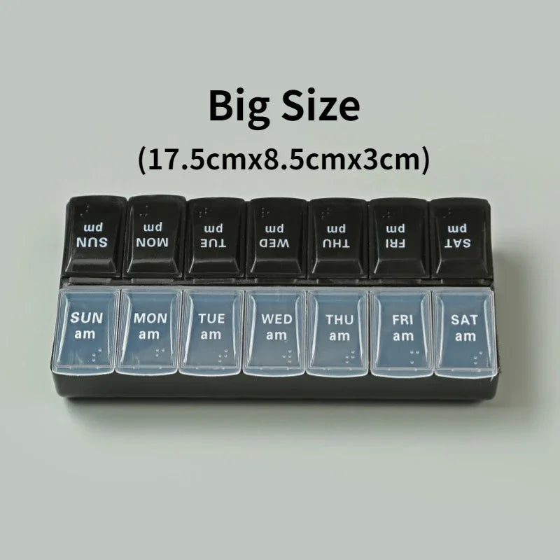 7 Day Portable Travel Pill Organizer/14 Compartments/Elderly and Disability Aid/Daily Aid Store