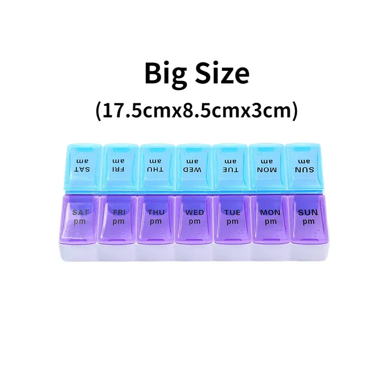 7 Day Portable Travel Pill Organizer/14 Compartments/Elderly and Disability Aid/Daily Aid Store