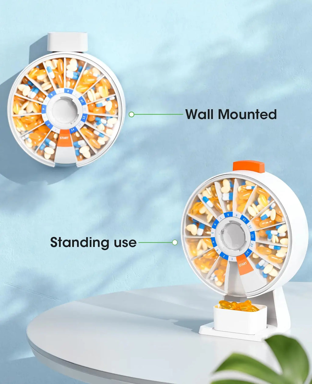 14 Day Large Pill Organizer/Wall Mount or Standing /Disability and Elderly Daily Aid /Daily Aid Store