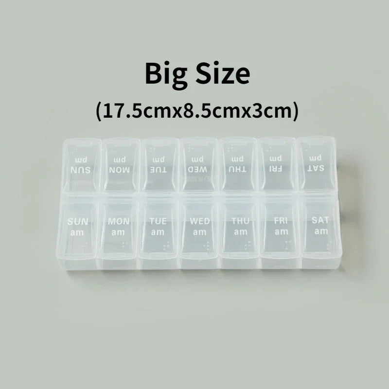 7 Day Portable Travel Pill Organizer/14 Compartments/Elderly and Disability Aid/Daily Aid Store