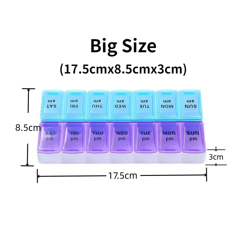7 Day Portable Travel Pill Organizer/14 Compartments/Elderly and Disability Aid/Daily Aid Store