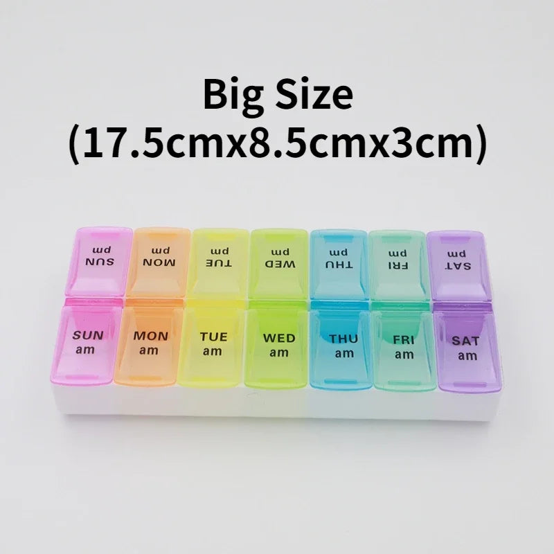 7 Day Portable Travel Pill Organizer/14 Compartments/Elderly and Disability Aid/Daily Aid Store
