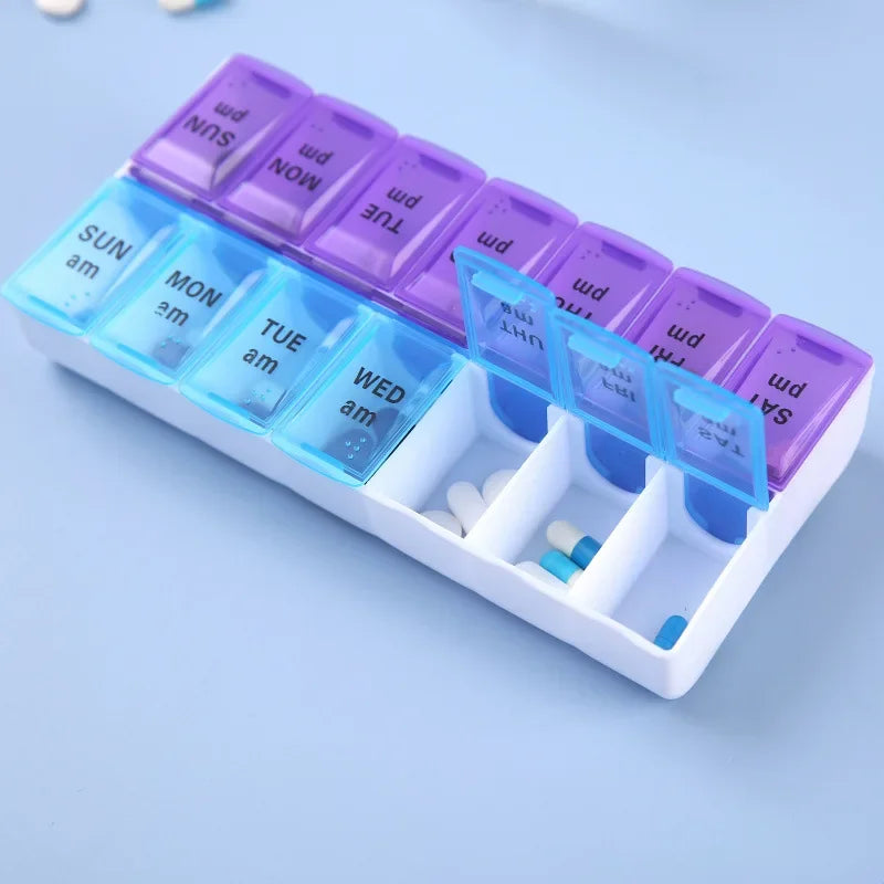 7 Day Portable Travel Pill Organizer/14 Compartments/Elderly and Disability Aid/Daily Aid Store