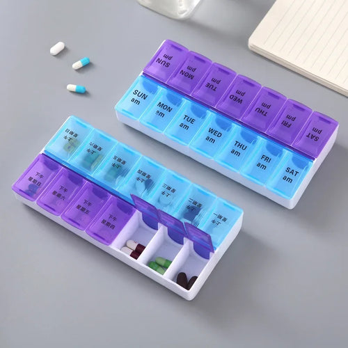 7 Day Portable Travel Pill Organizer/14 Compartments/Elderly and Disability Aid/Daily Aid Store