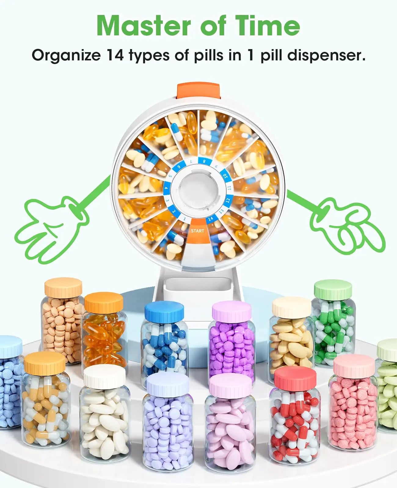 14 Day Large Pill Organizer/Wall Mount or Standing /Disability and Elderly Daily Aid /Daily Aid Store