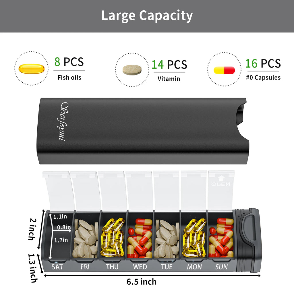 7 Day Metal travel Pill Organizer/Slim and Portable /Elderly and Disability Dail Aid /Daily Aid Store
