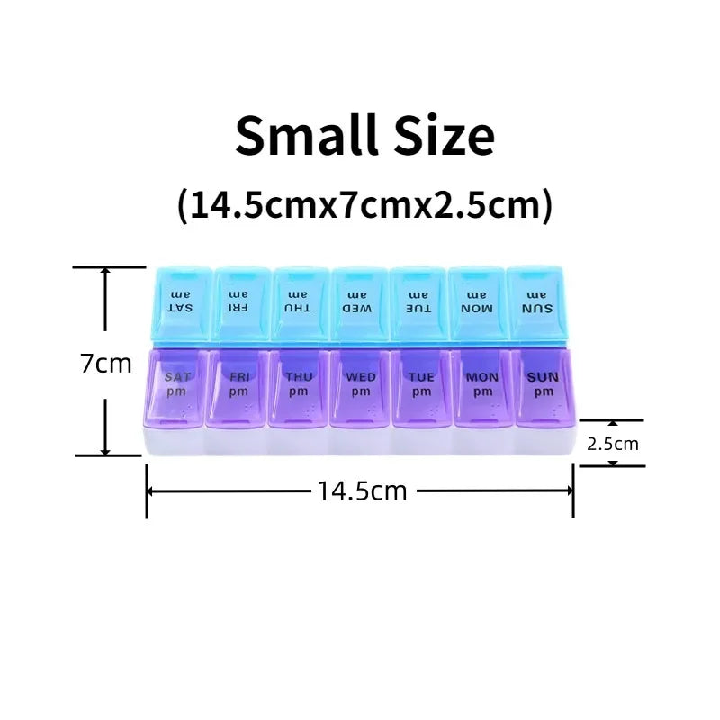 7 Day Portable Travel Pill Organizer/14 Compartments/Elderly and Disability Aid/Daily Aid Store